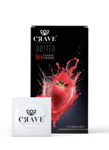 Crave Strawberry Dotted Condom | Flavored, Lubricated, Electronically Tested | Single-Use Latex Condom for Enhanced Pleasure